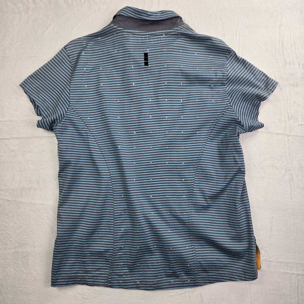 Jamie Sadock Blue Gray Striped Short Sleeve 1/4 Zip Golf Shirt - Picture 3 of 4